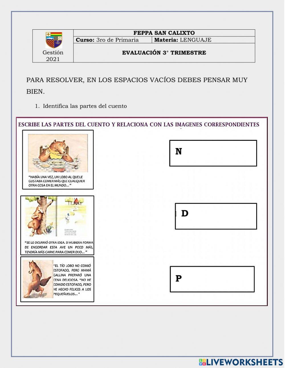 EVALUACIÓN 3erTRIM DE LENGUAJE