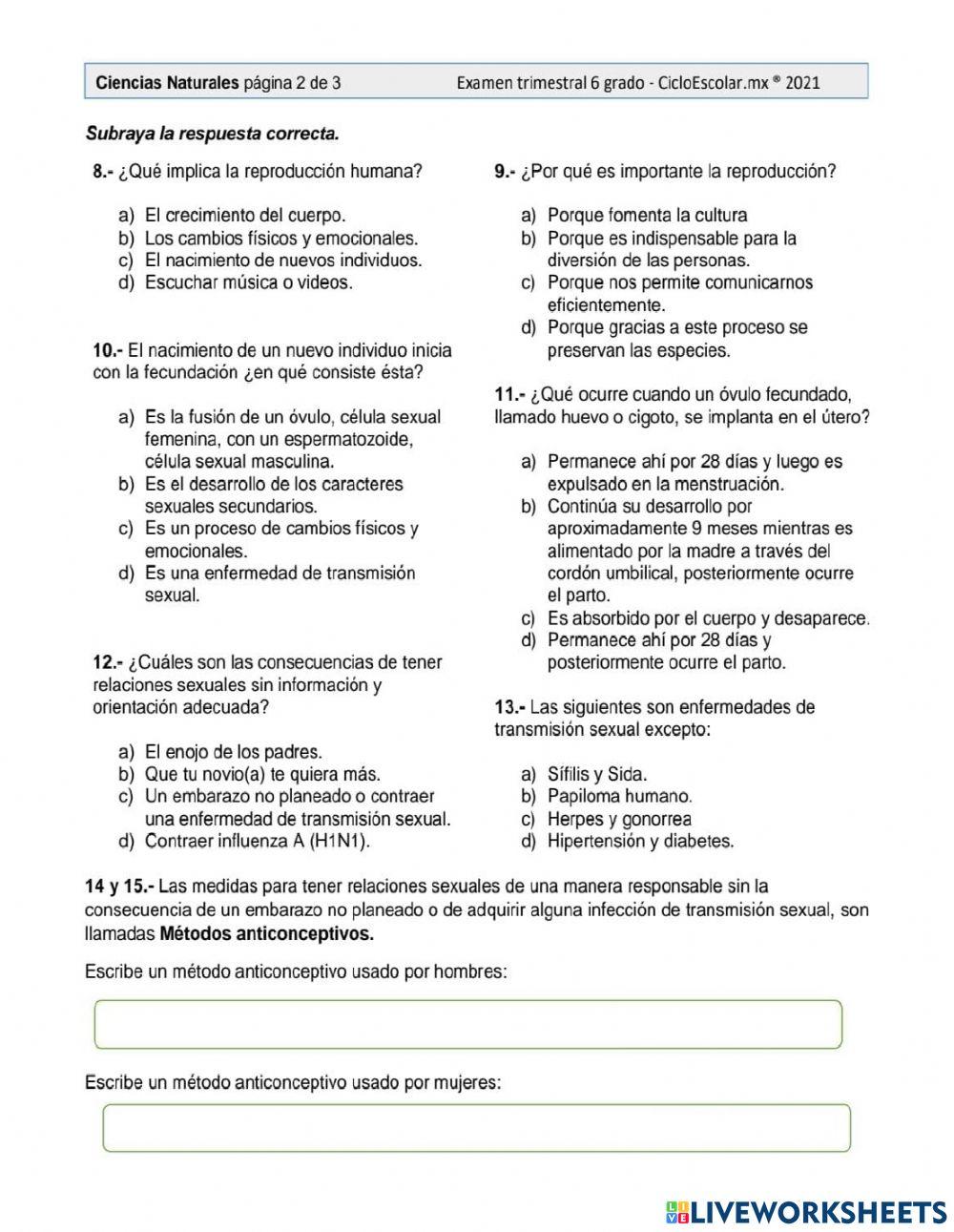 Evaluación Bloque I Ciencias Naturales