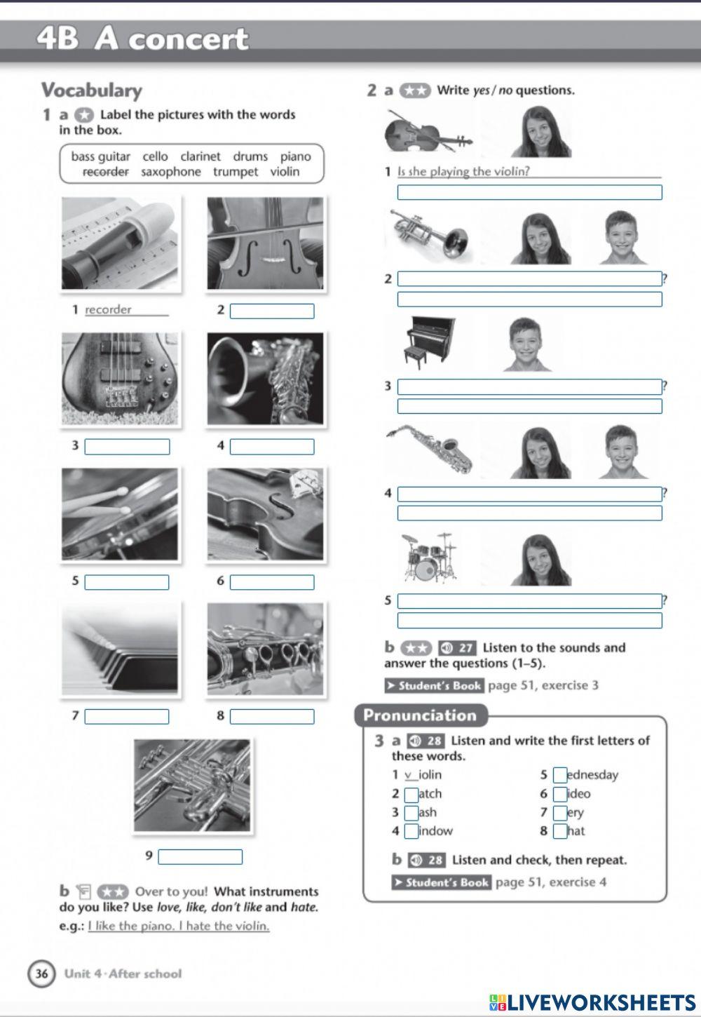 musical online exercise for | Live Worksheets