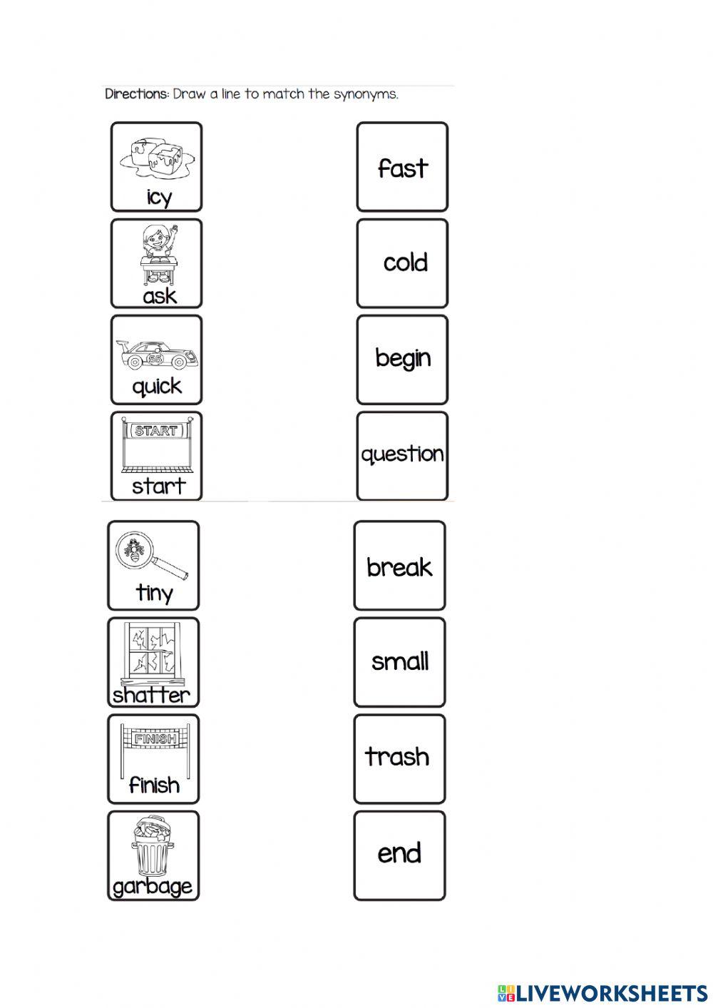 1856536 Beginner Synonyms Melin123 LiveWorksheets 1856536-beginner-synonyms-melin123-liveworksheets