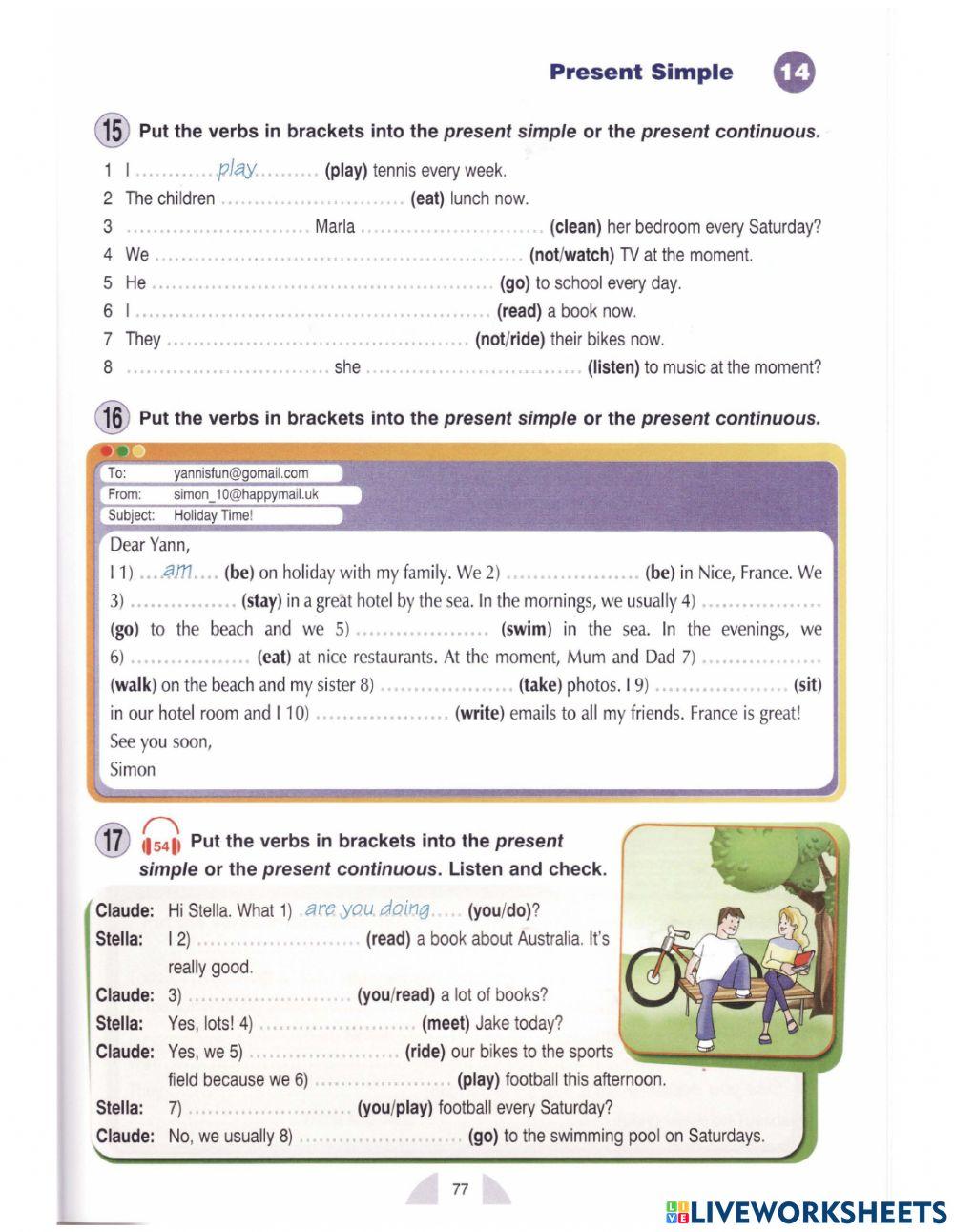 Present simple - present continuous