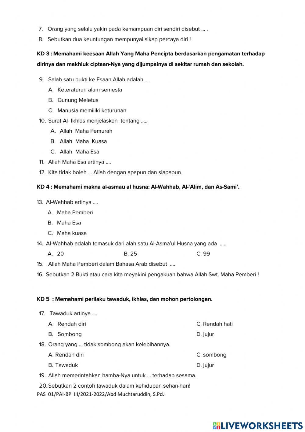 Pas sem 1 kelas 3 sd juara surabaya