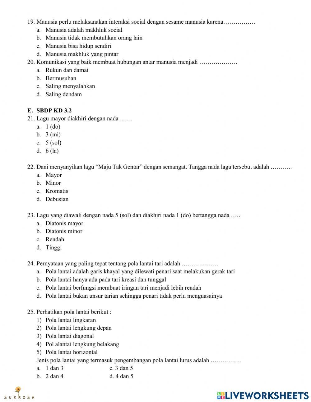 Penilaian Akhir Semester 1 Tema 3 Kelas 5