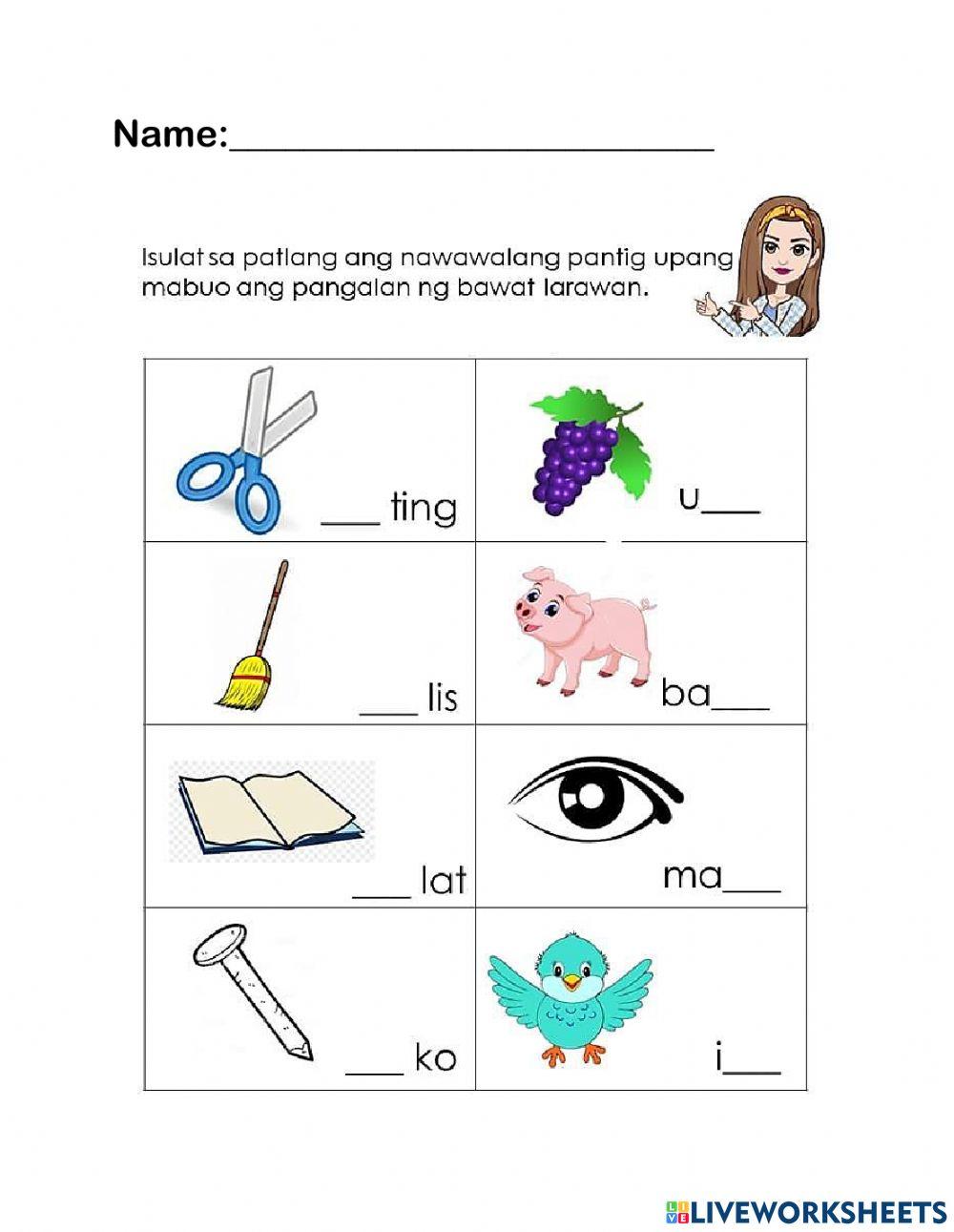 Mga Salitang Nagtatapos sa Iba't Ibang pantig