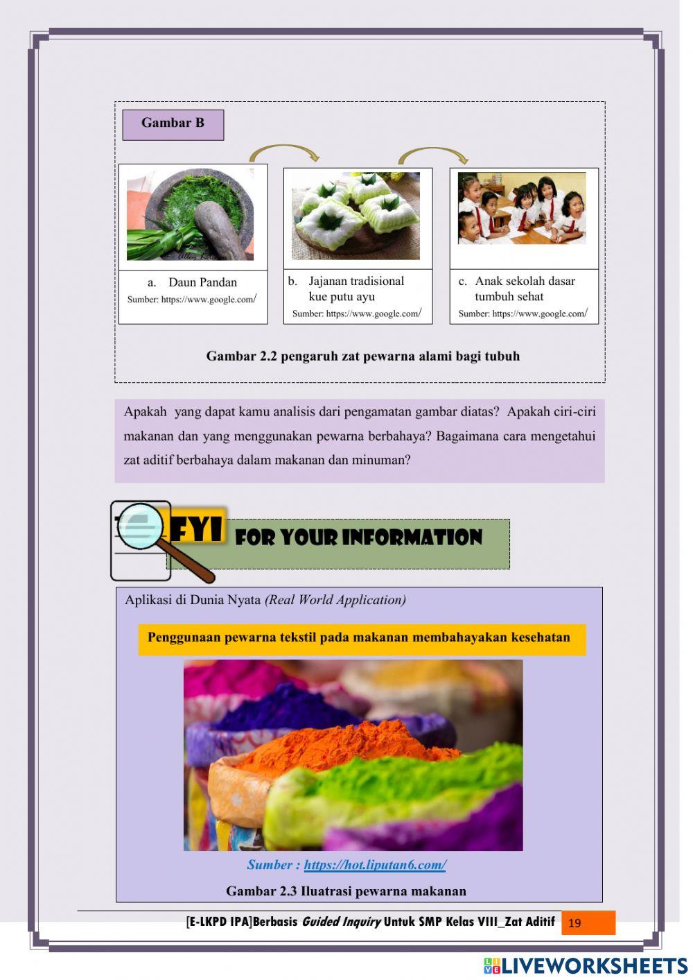 Kegiatan 1 Menguji Zat Pewarna