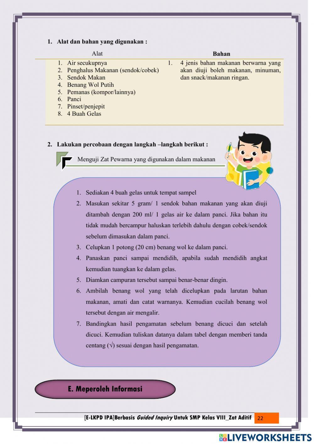 Kegiatan 1 Menguji Zat Pewarna