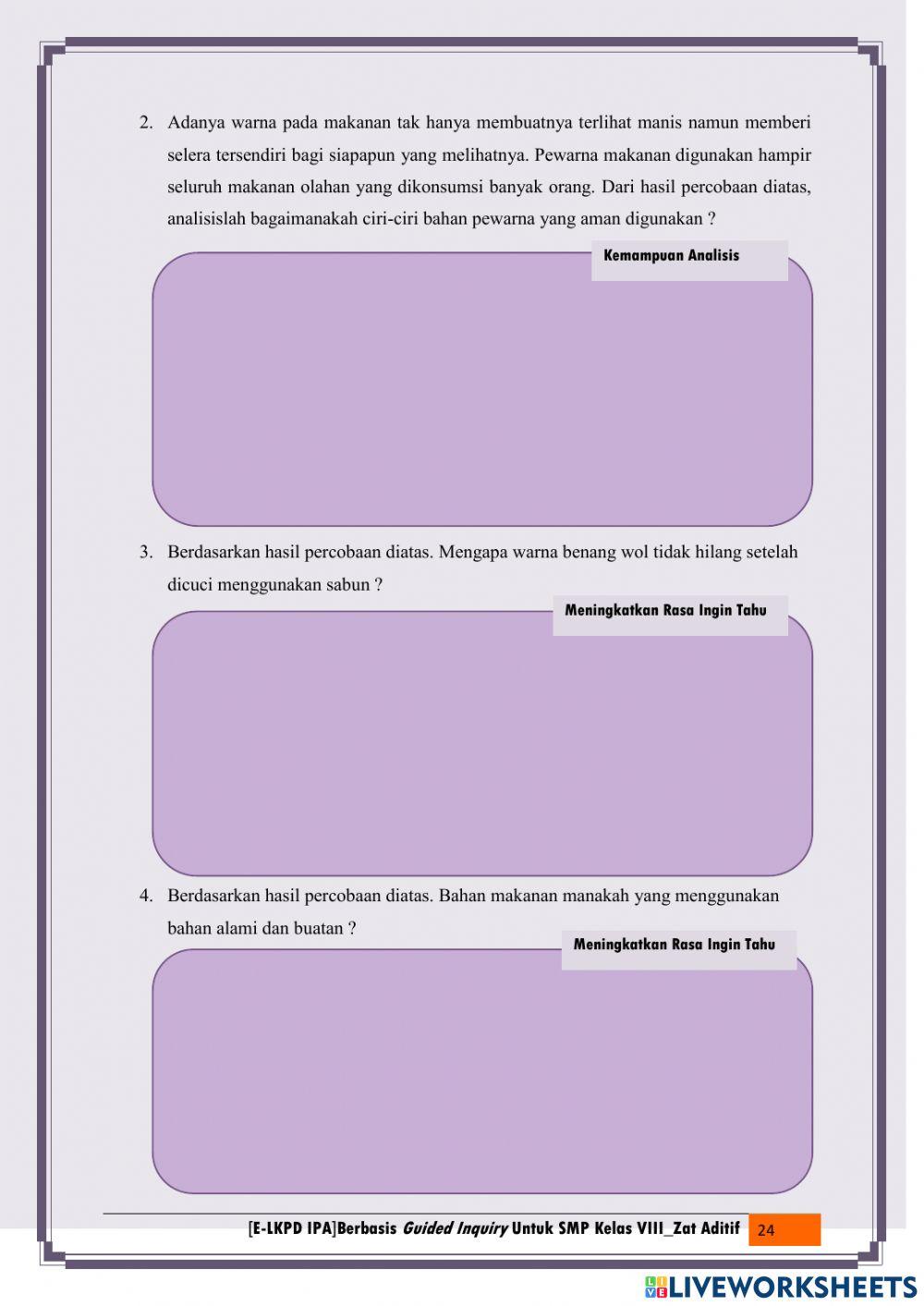 Kegiatan 1 Menguji Zat Pewarna