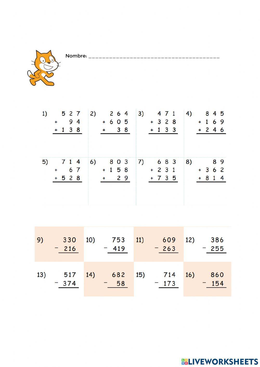 Sumas y restas indicadas