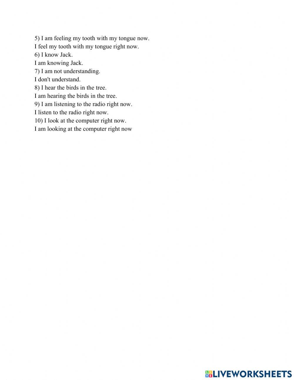 Non-continuous verbs