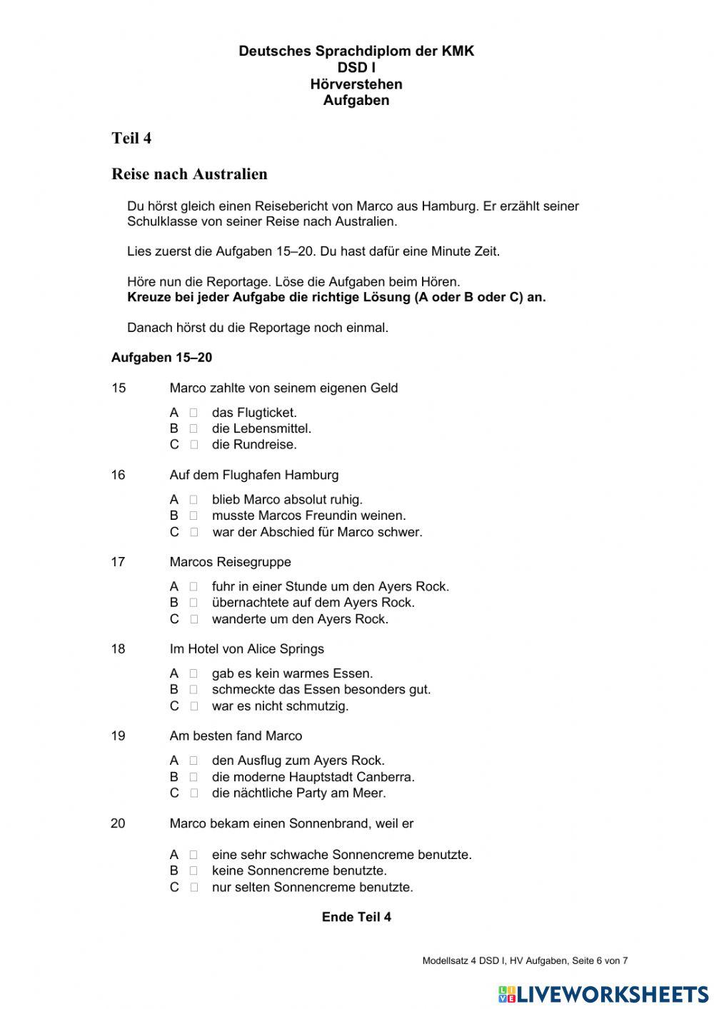 Modellsatz 4- Hören