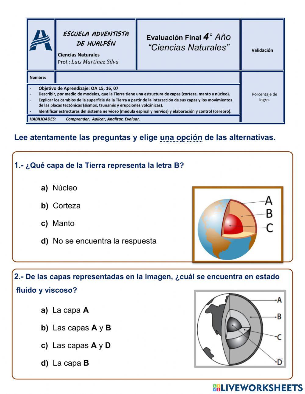 Evaluación Final - Ciencias Naturales