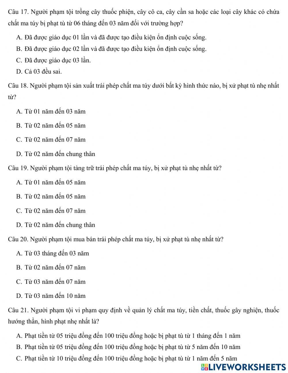 Tìm hiểu pháp luật về phòng, chống ma túy” trong đoàn viên công đoàn, CNVCLĐ và cán bộ, chiến sỹ Công an tỉnh Trà Vinh năm 2021