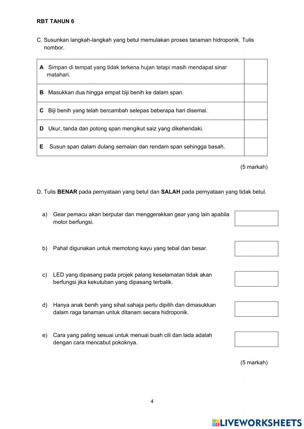 Pentaksiran setara standard RBT TAHUN 6 BAHAGIAN B