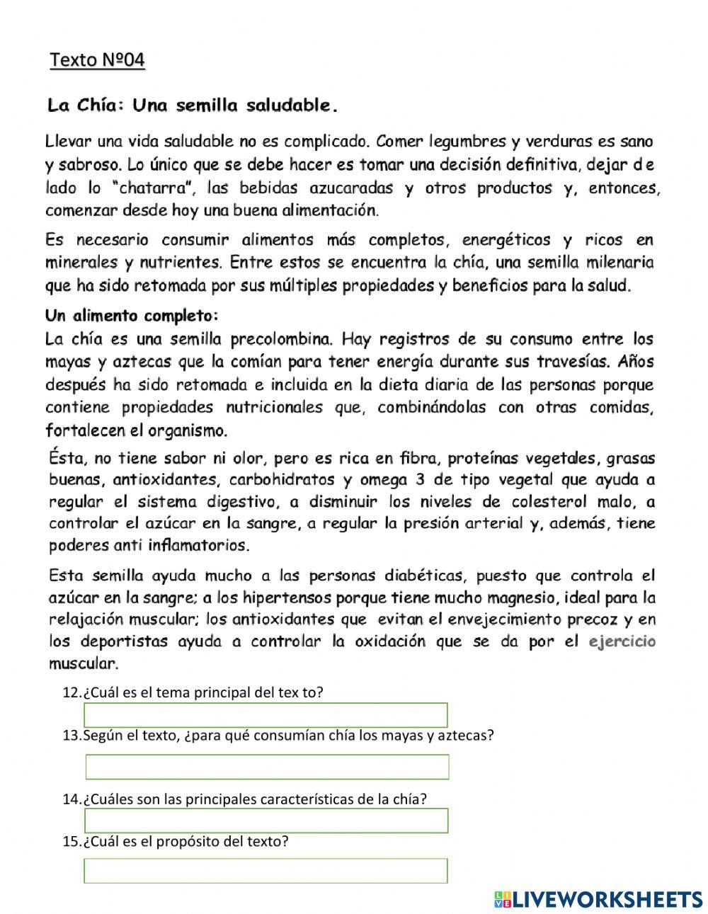 Comprension de lectura