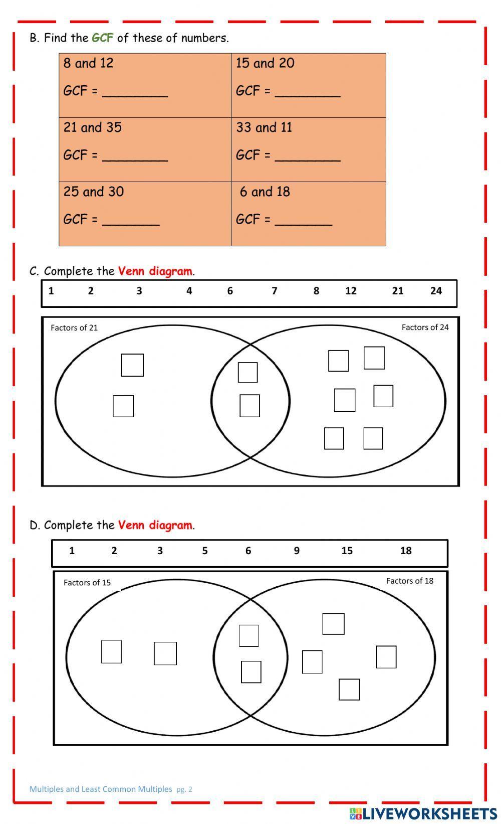 Greatest Common Factor (GCF)-Highest Common Factor