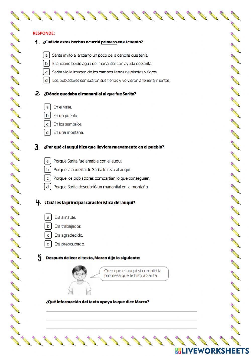 V practica de lectura