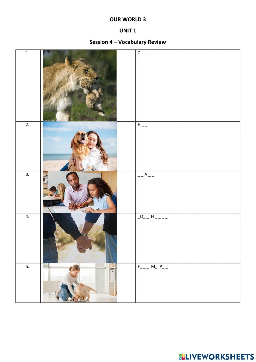 Our World 3 - Unit 1 - Vocabulary Review