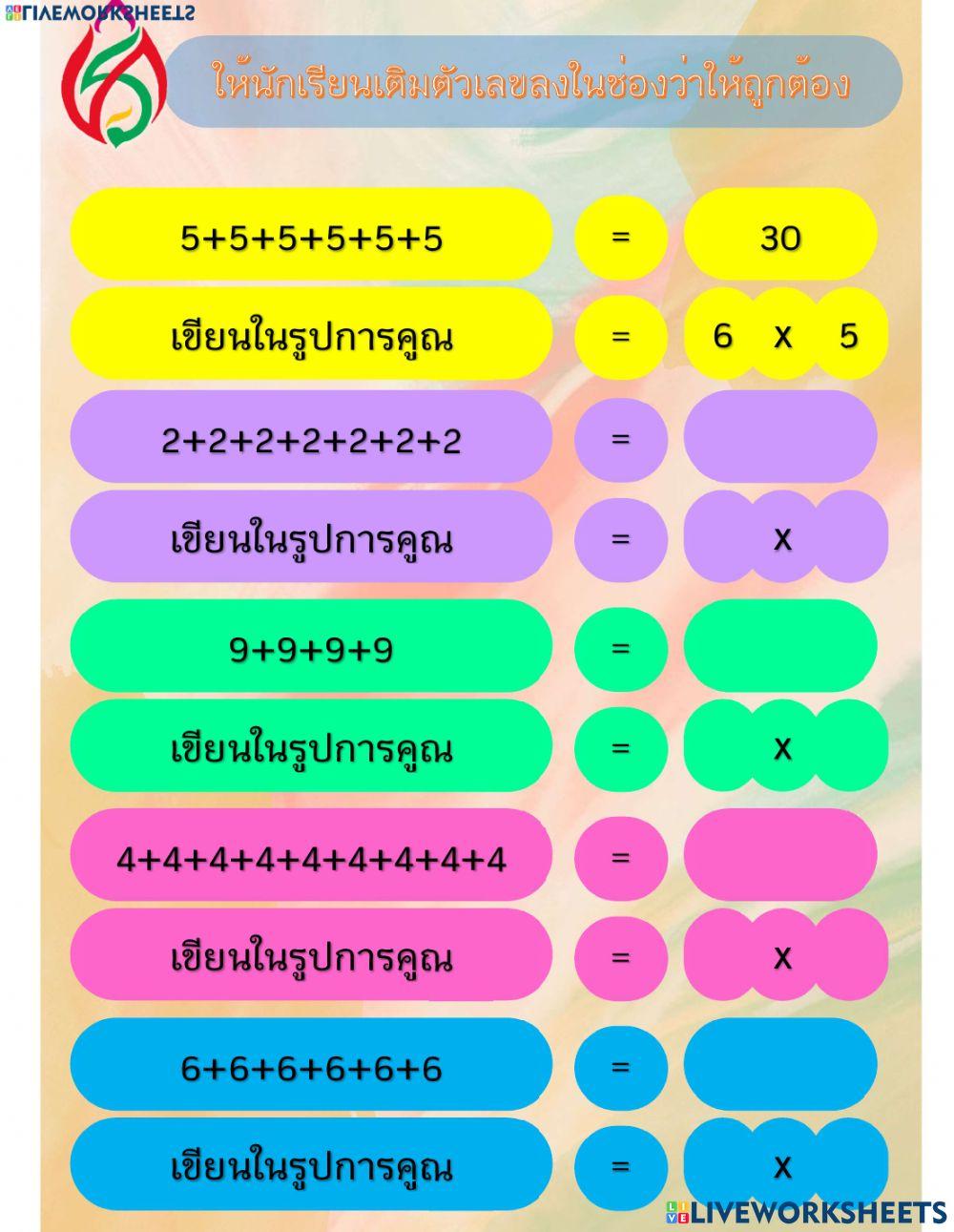 ความหมายการคูณ 1