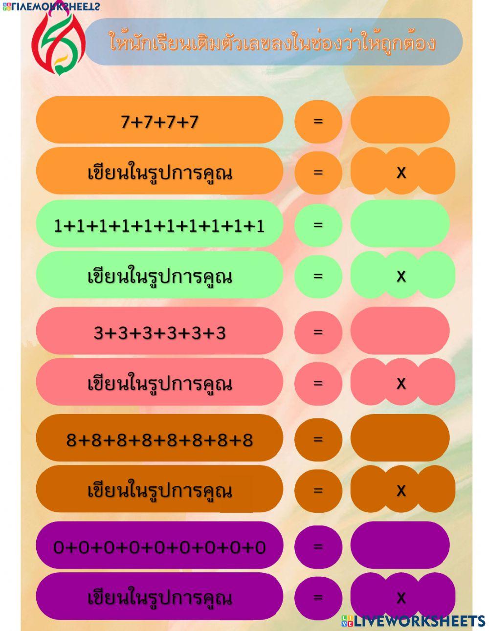ความหมายการคูณ 1