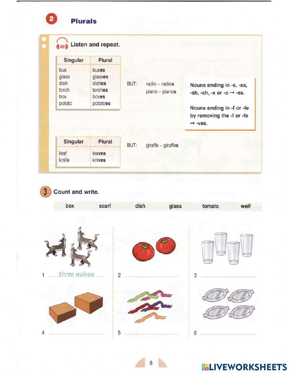 New round up 1 plurals page 6 8 online exercise for live worksheets