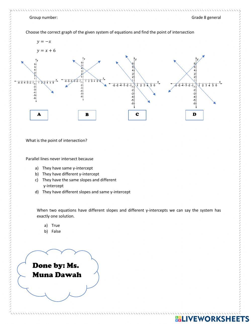 Solve system of equations by graphing