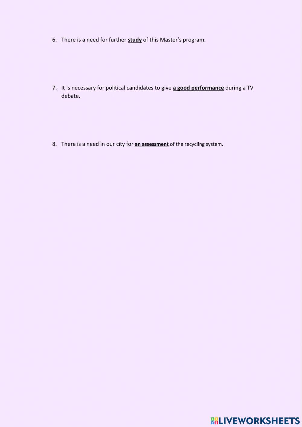 Changing nouns into verbs 1