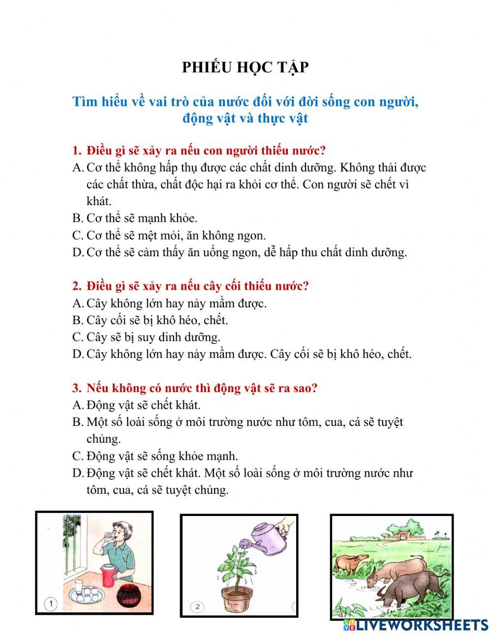 Nước cần gì cho sự sống