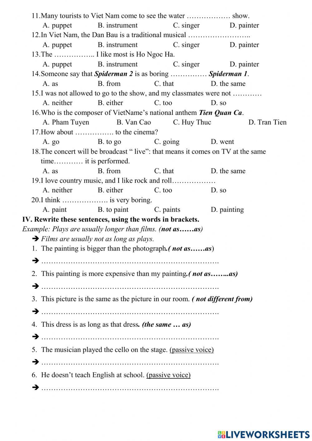 TA7 - Worksheet Unit 4