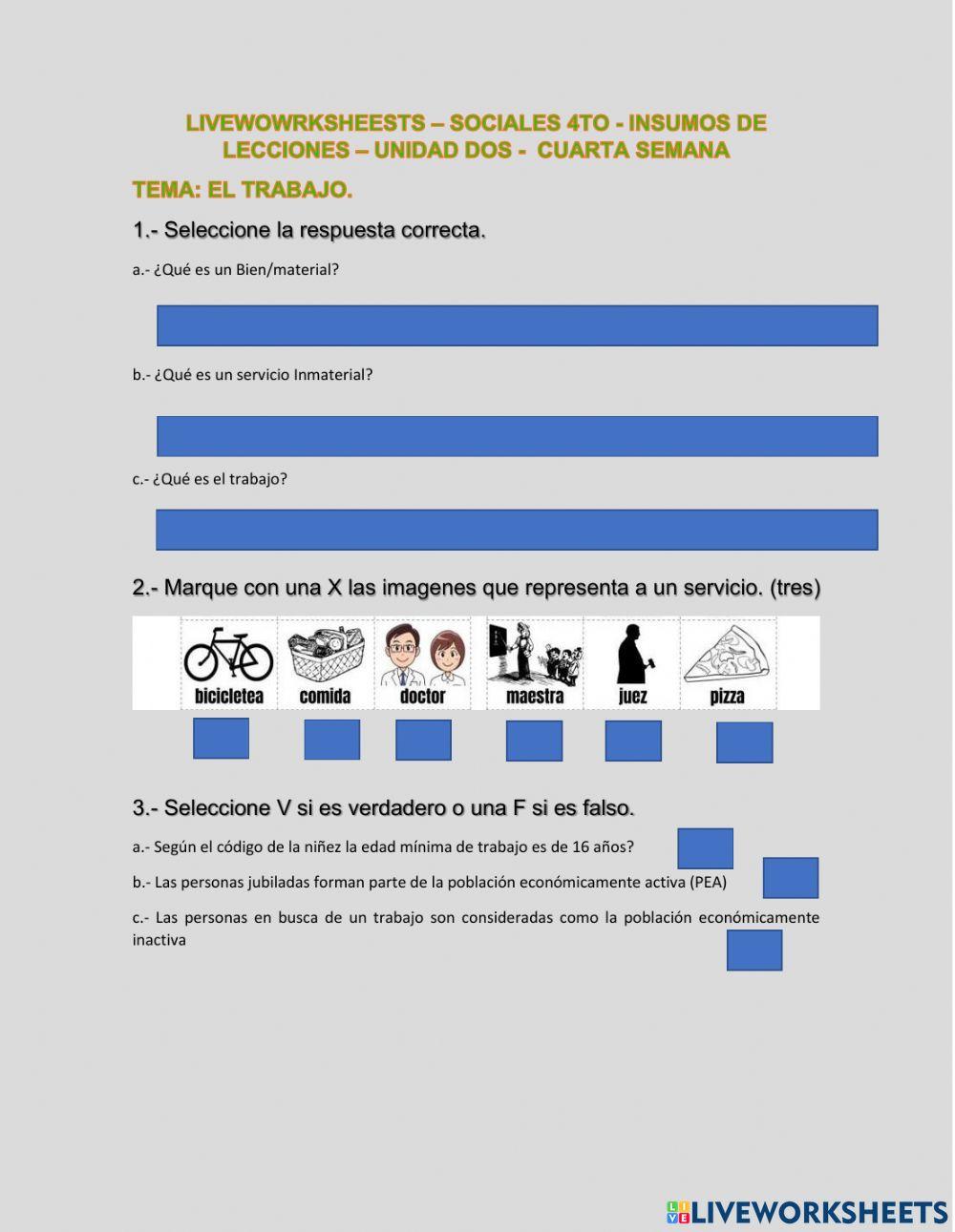 Bienes, servicios y el trabajo