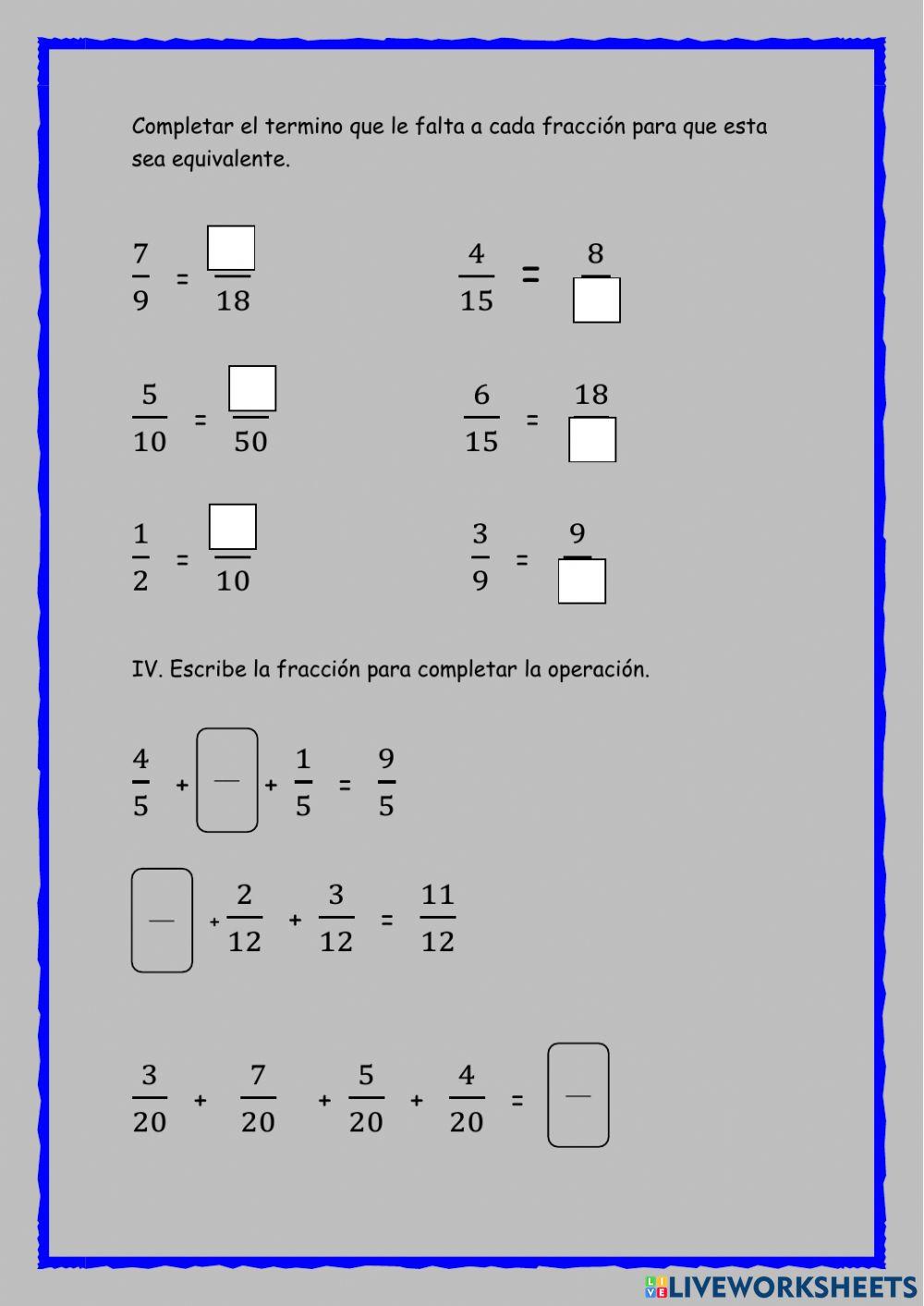 Evaluación fracciones