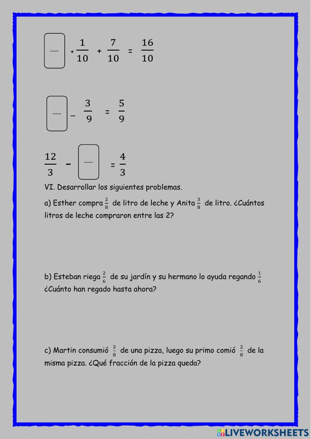 Evaluación fracciones