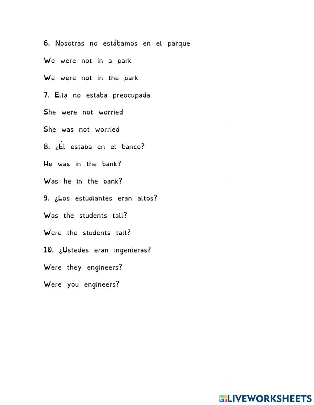 Pasado simple - Verbo be