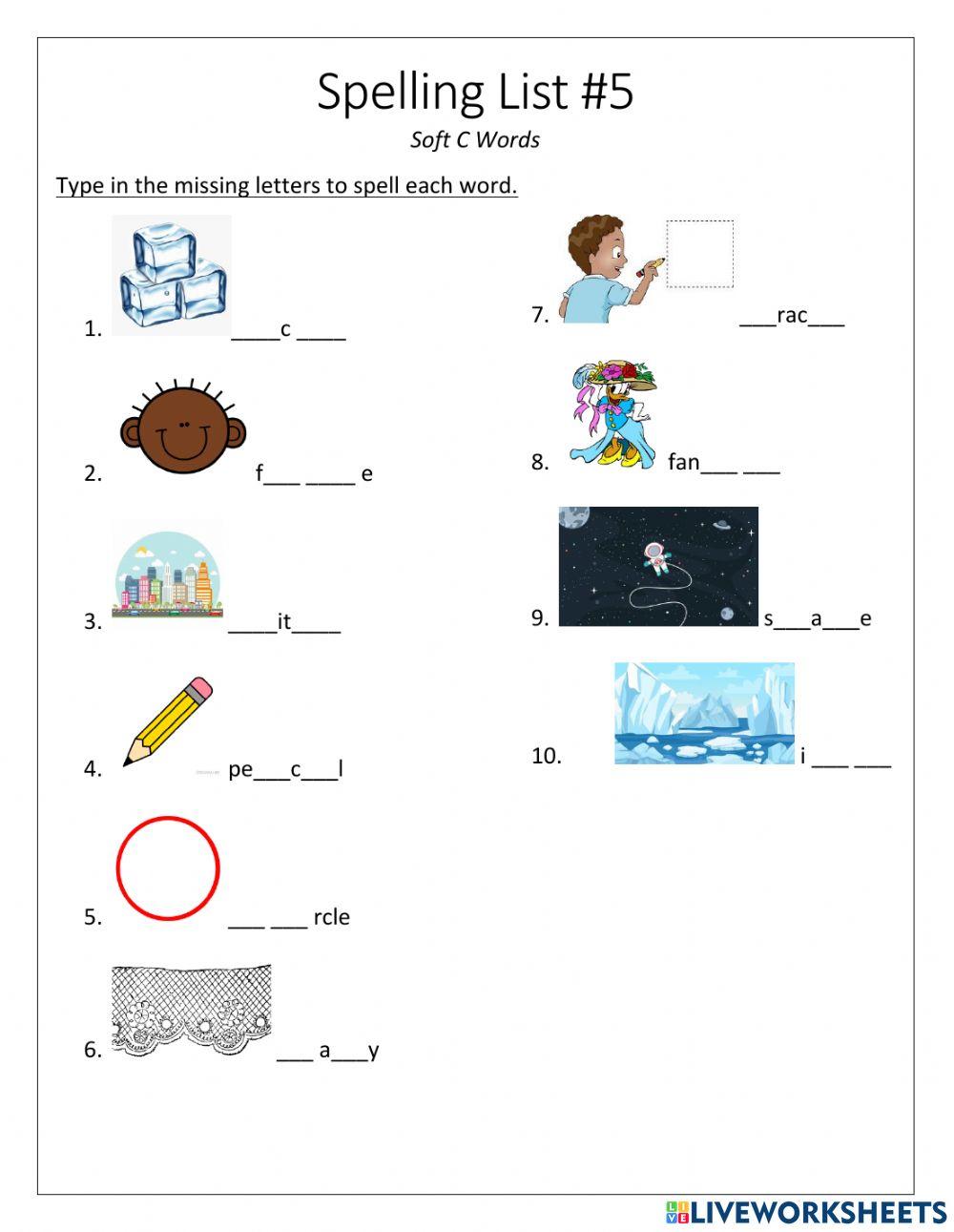 Spelling List -5 - Soft C