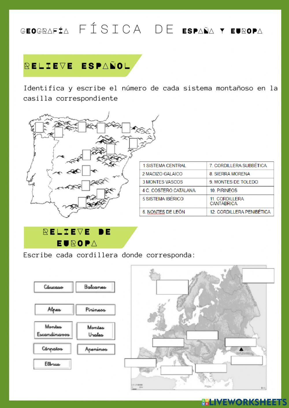 Geografía física de España y Europa
