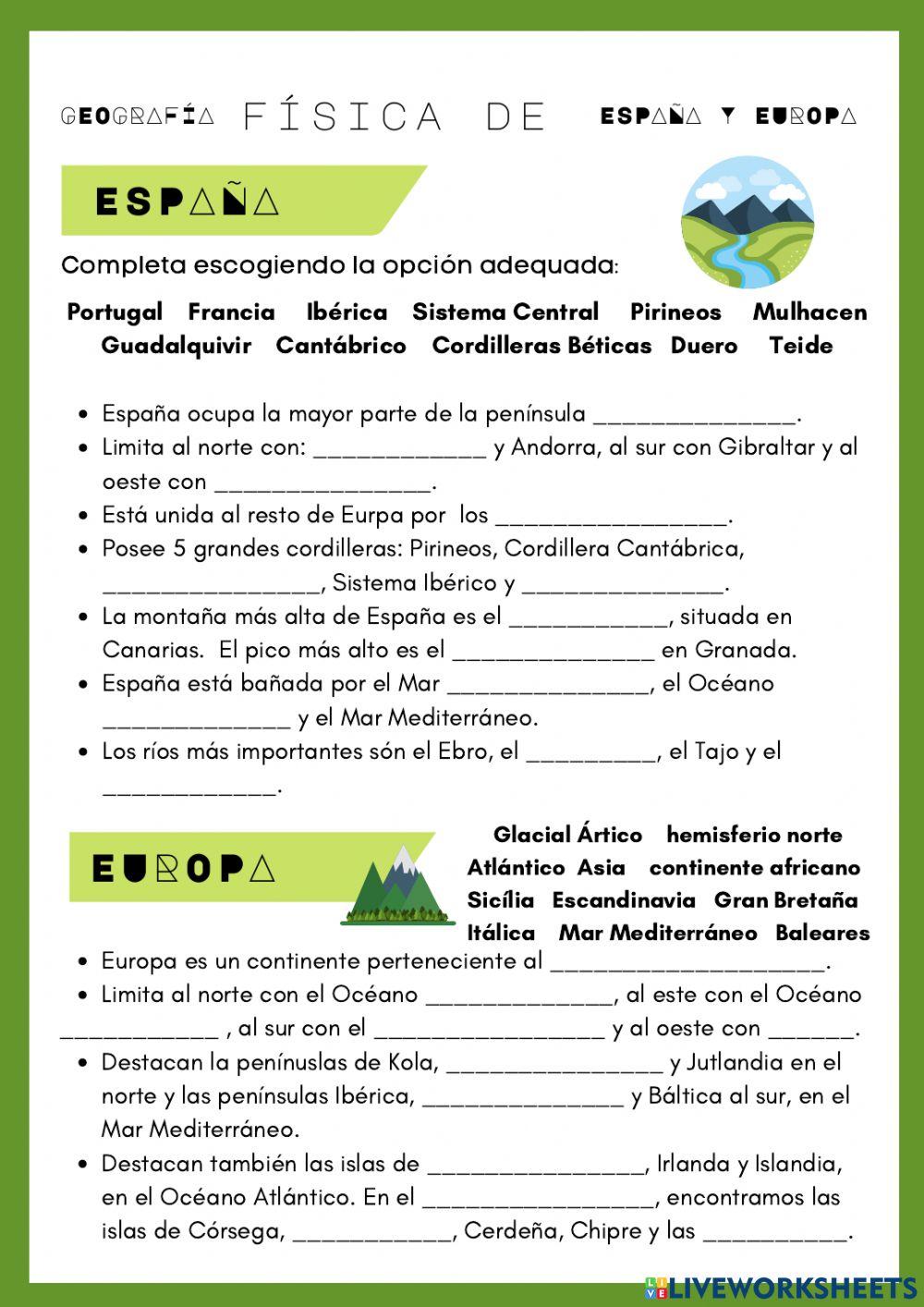Geografía física de España y Europa