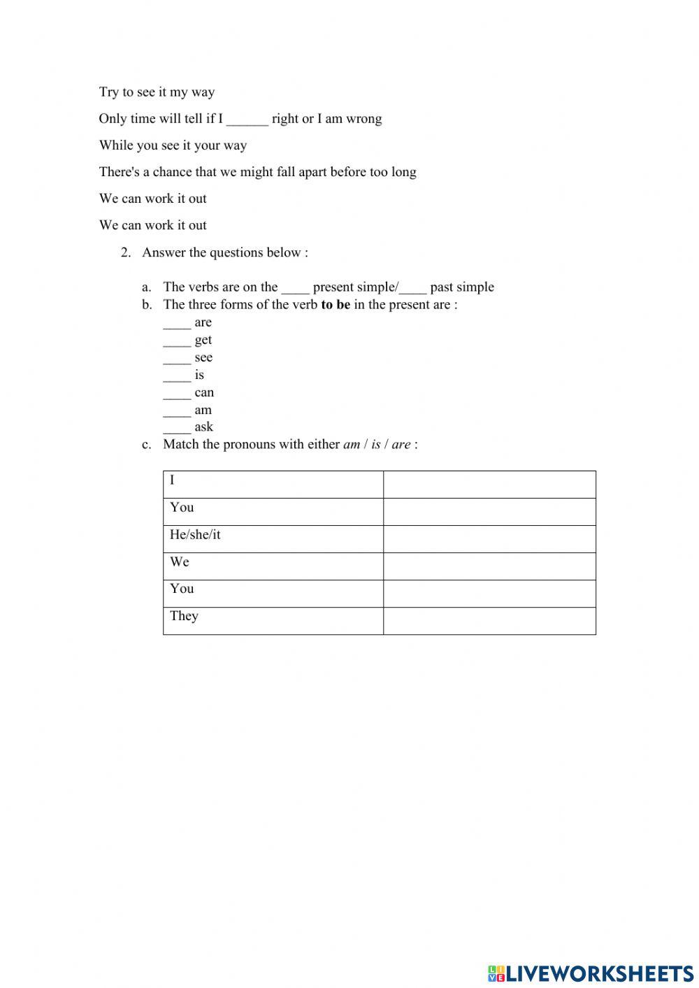 We can work it out - cloze activity