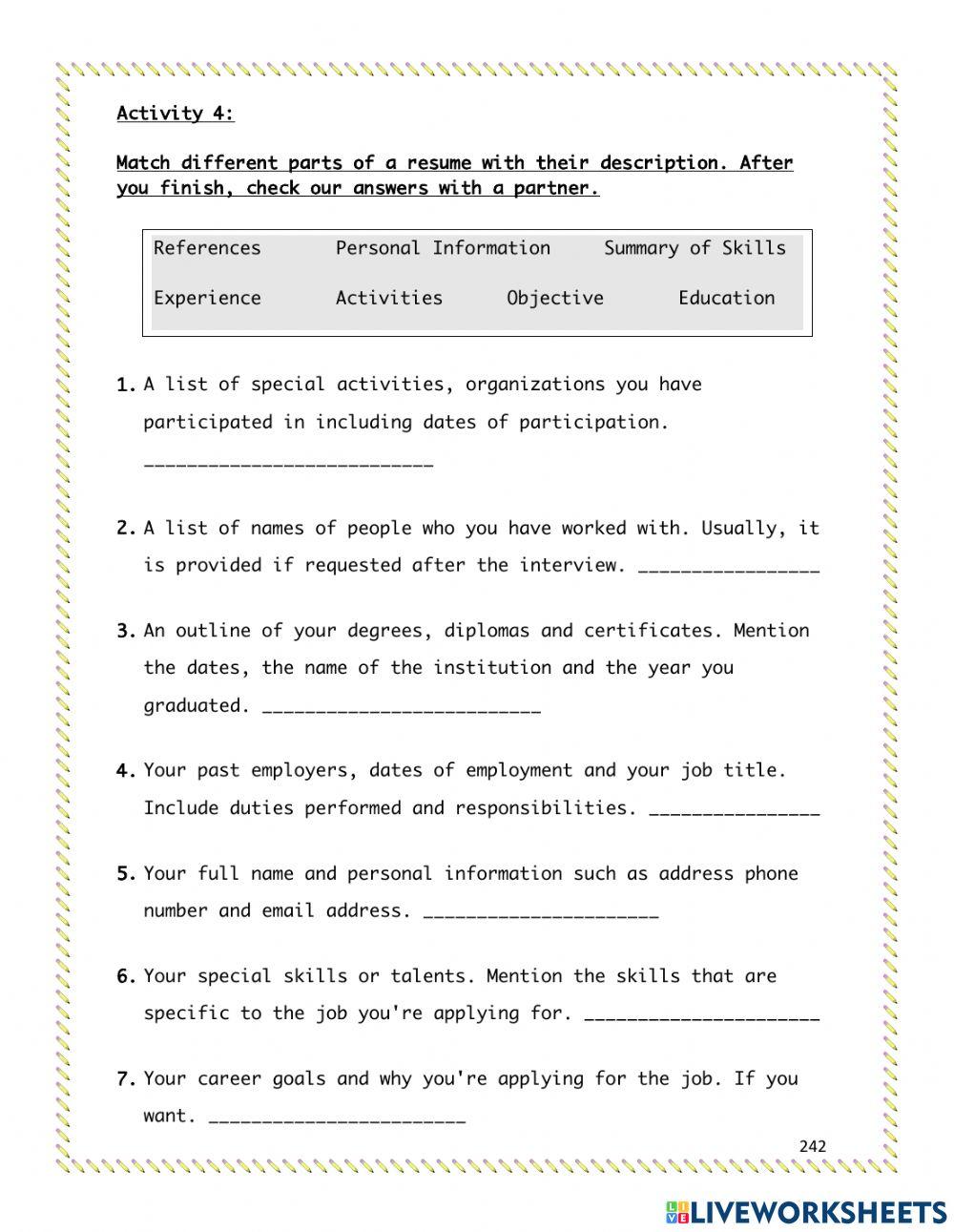 Unit 13: Resume Writing - Activity 4