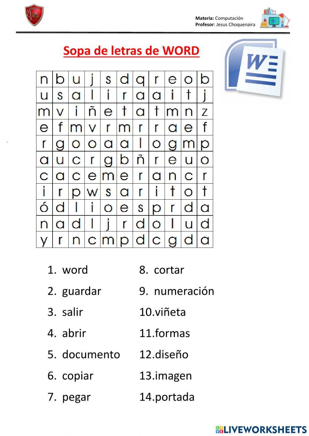 Sopa de letra Word 1662295 jesus choquenaira