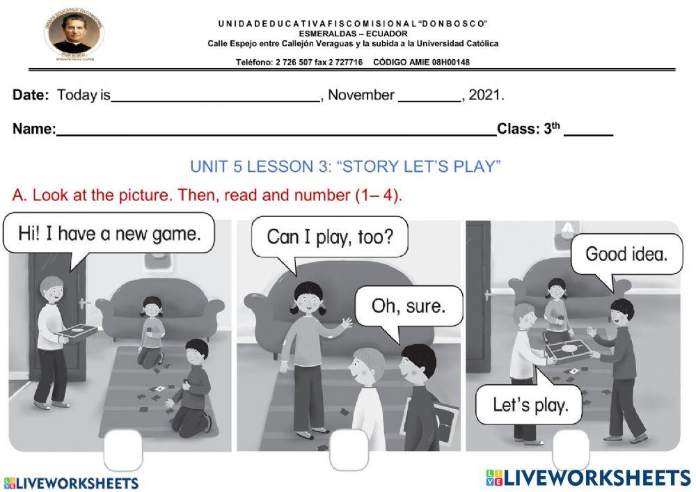 ACTIVITIES ABOUT THE STORY -LET'S PLAY-