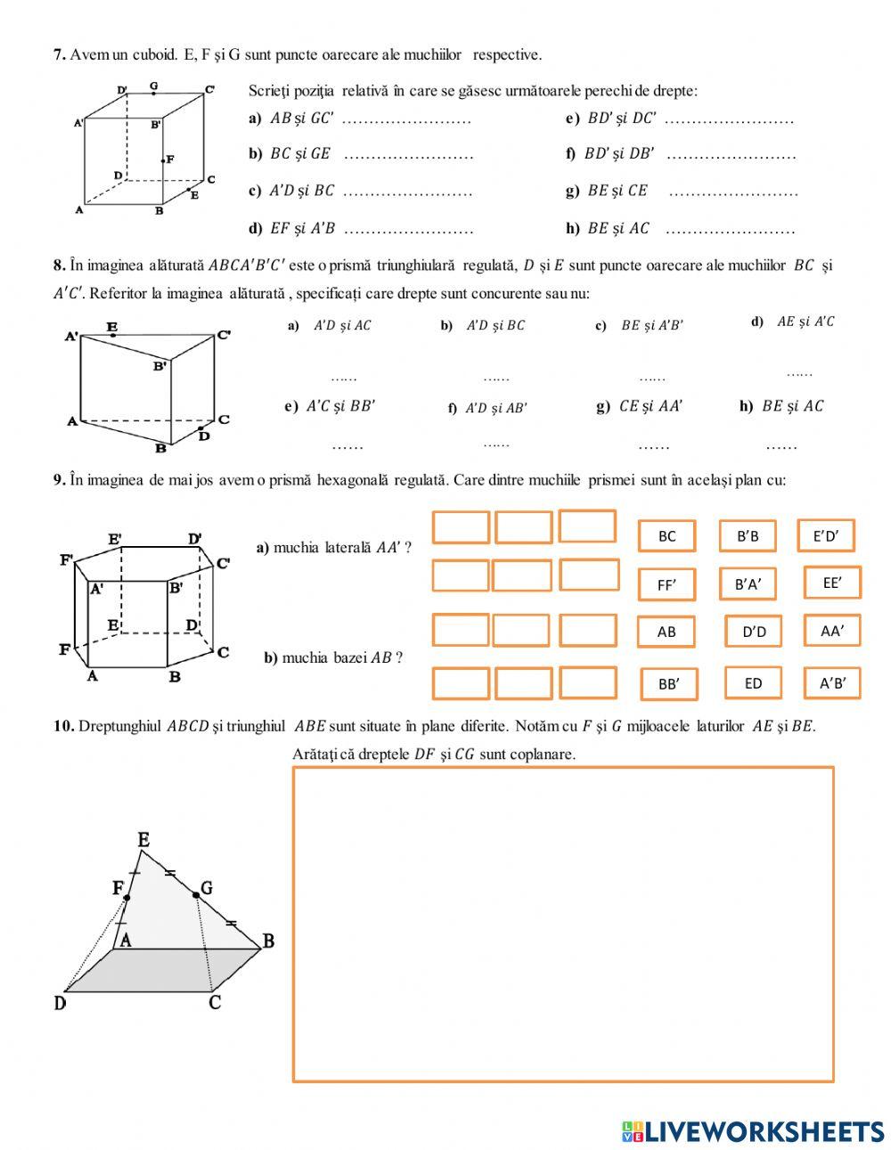 Pozițiile relative a dreptelor în spațiu