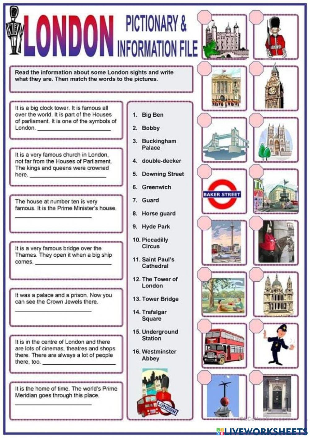 London Wonders interactive worksheet | Live Worksheets