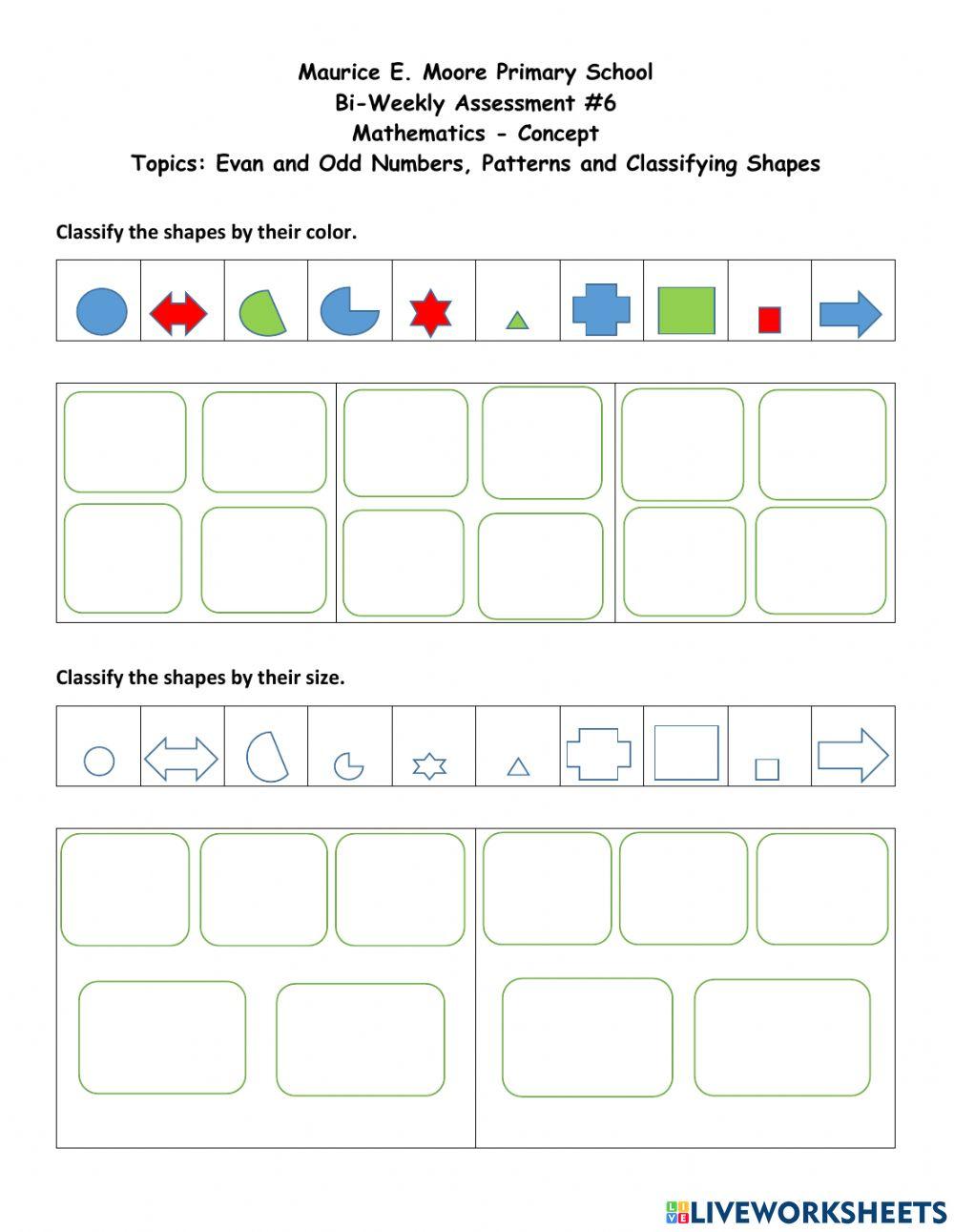 Odd and Even Number-Patterns-Classifying