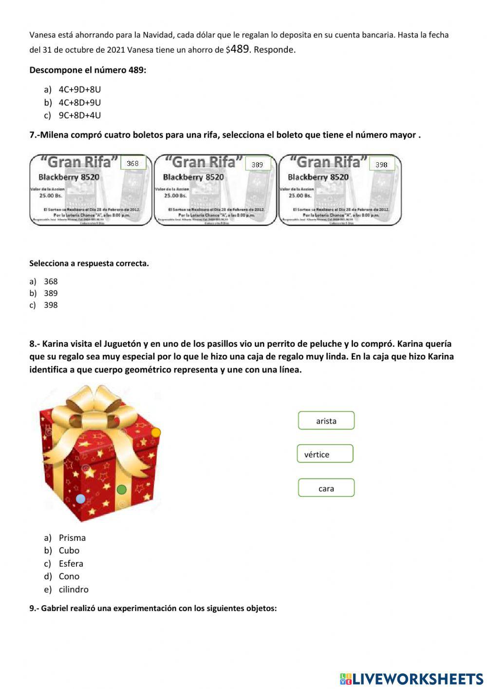 Evaluación parcial 1 matemática