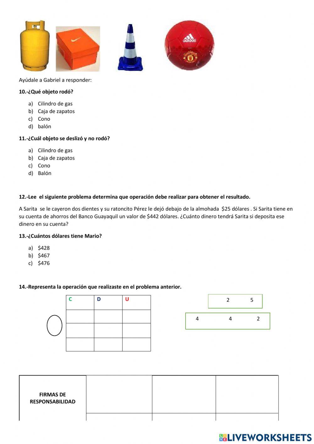 Evaluación parcial 1 matemática