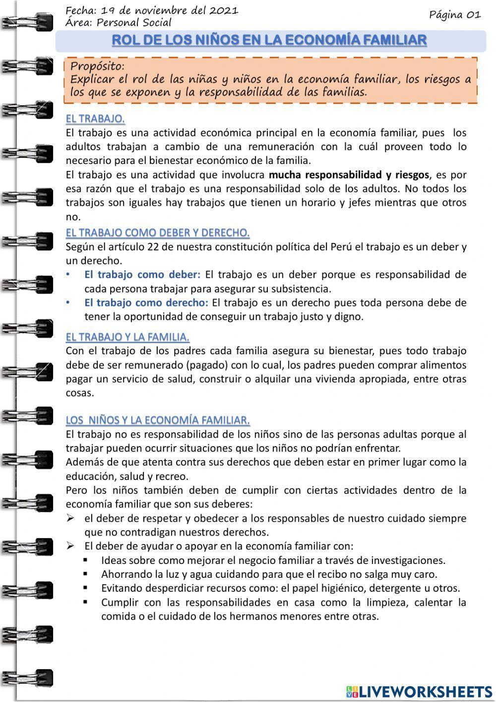 Rol de los niños en la economía familiar