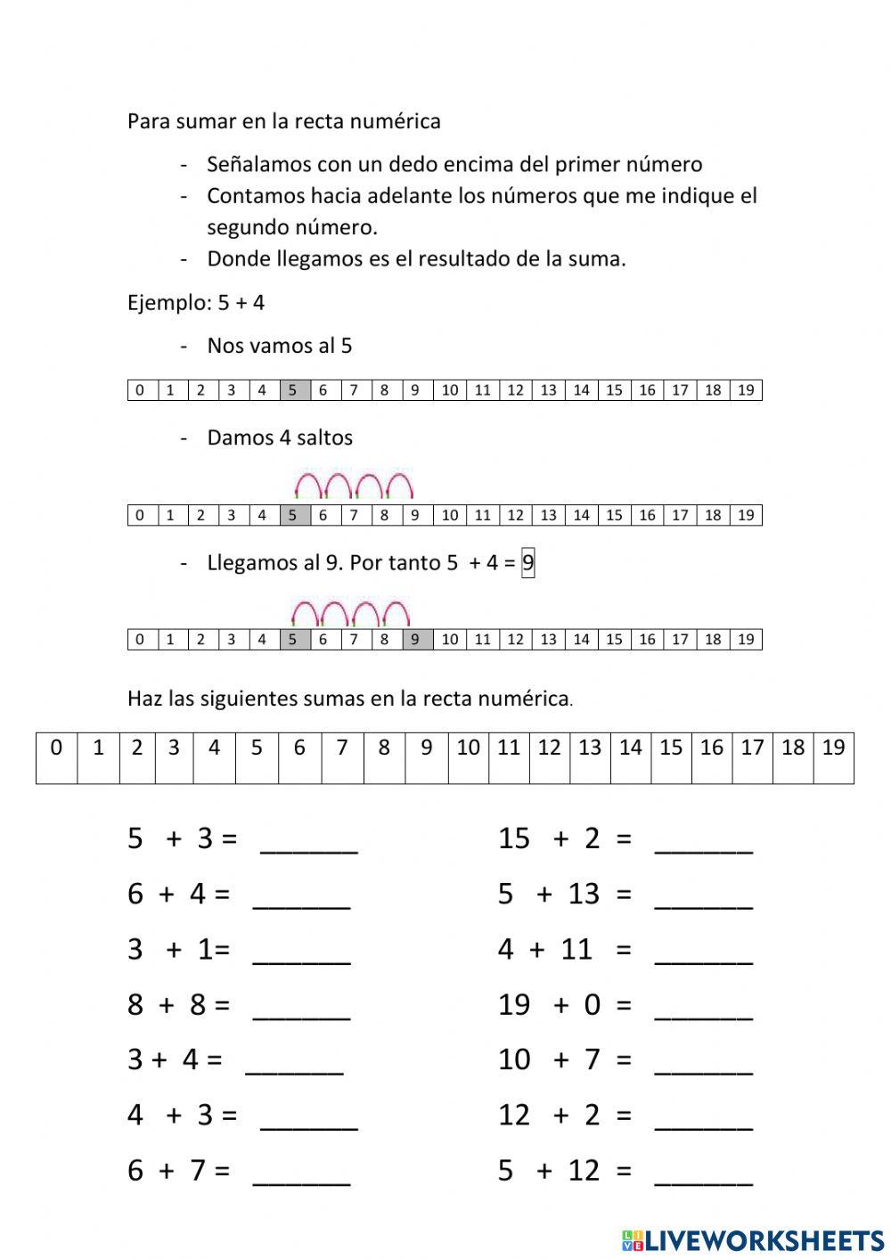Sumas en la recta numércia