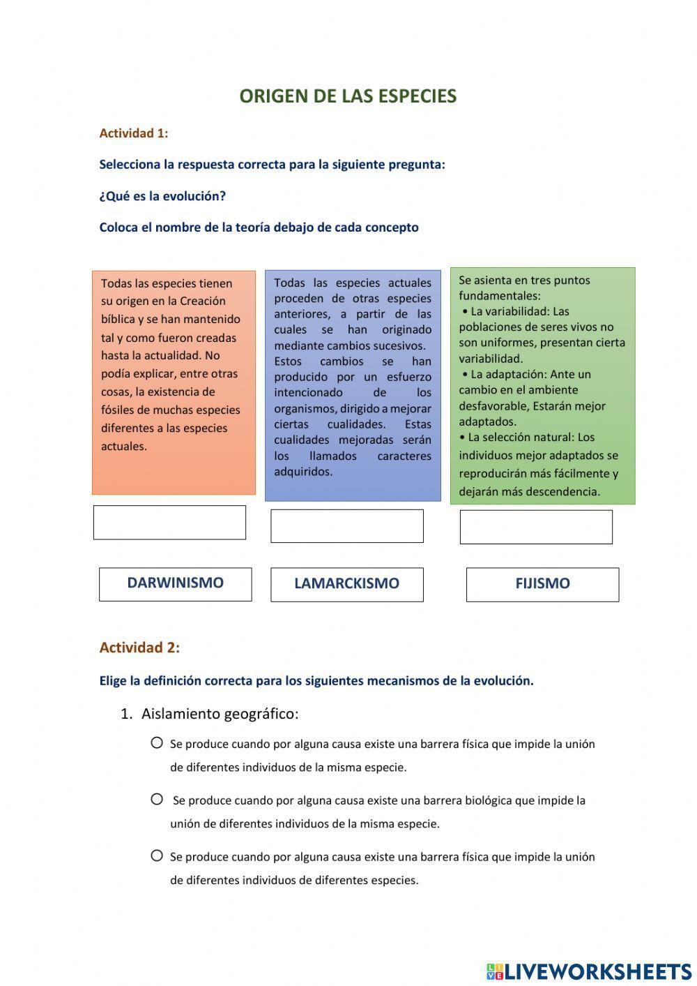 El origen de las especies