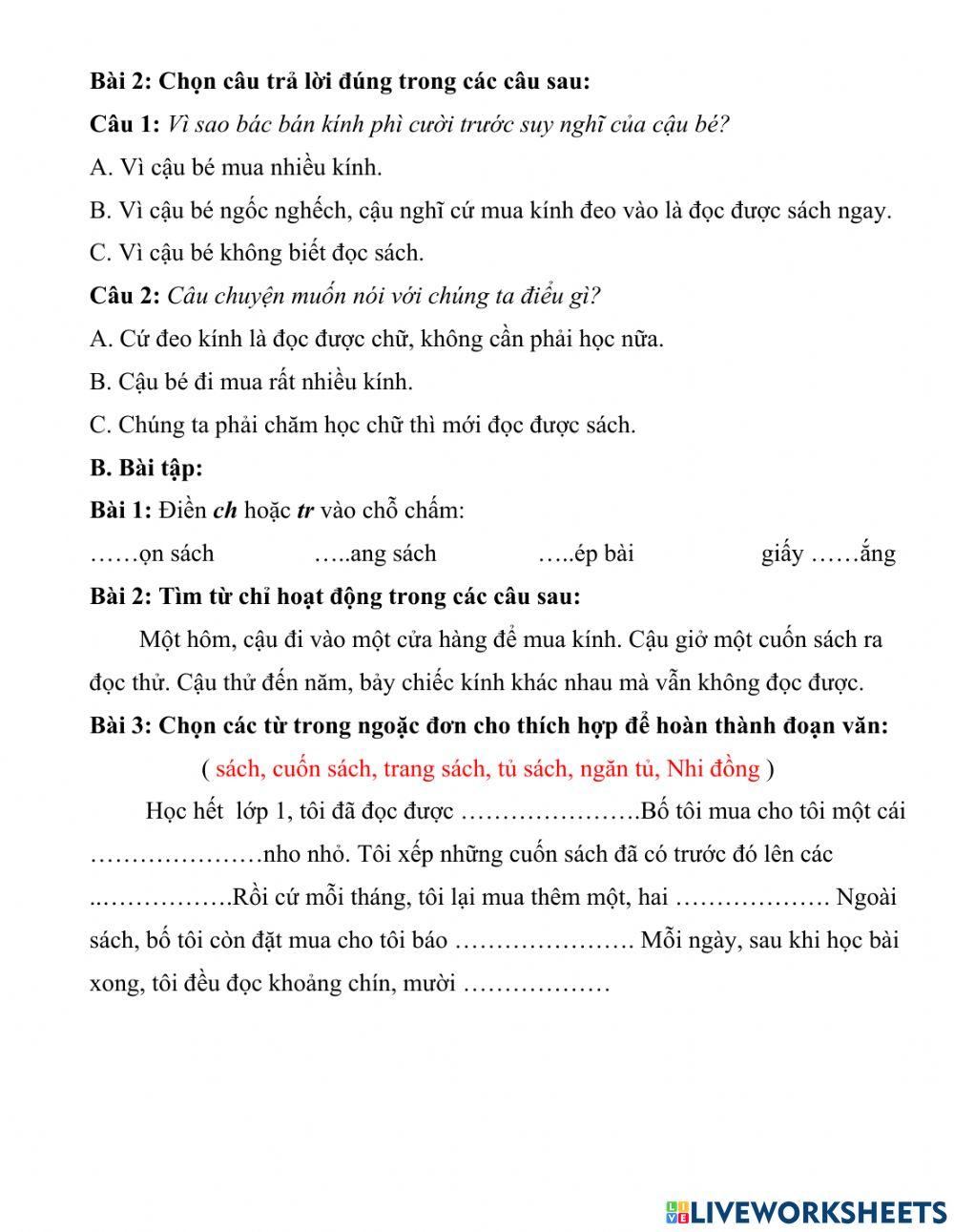 Phiếu Tiếng Việt tuần 14