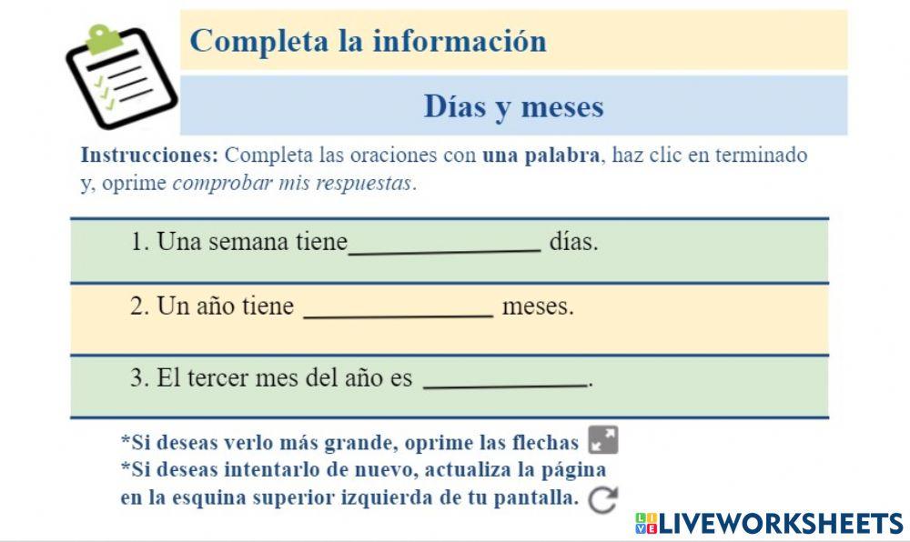 Información: días y meses