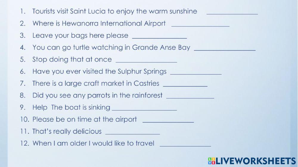 Types of Sentences- L.A. Text book page 29